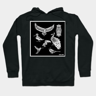 the not so angry animal square of birds in mexican totonac patterns ecopop art Hoodie